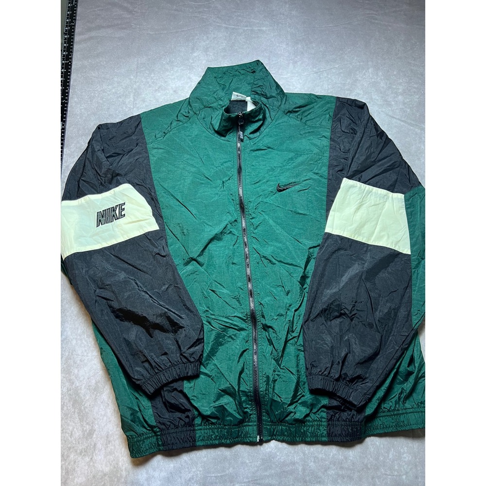 Nike Windbreaker Mens XXL Green Black Vintage 90s Colorblock Track Jacket